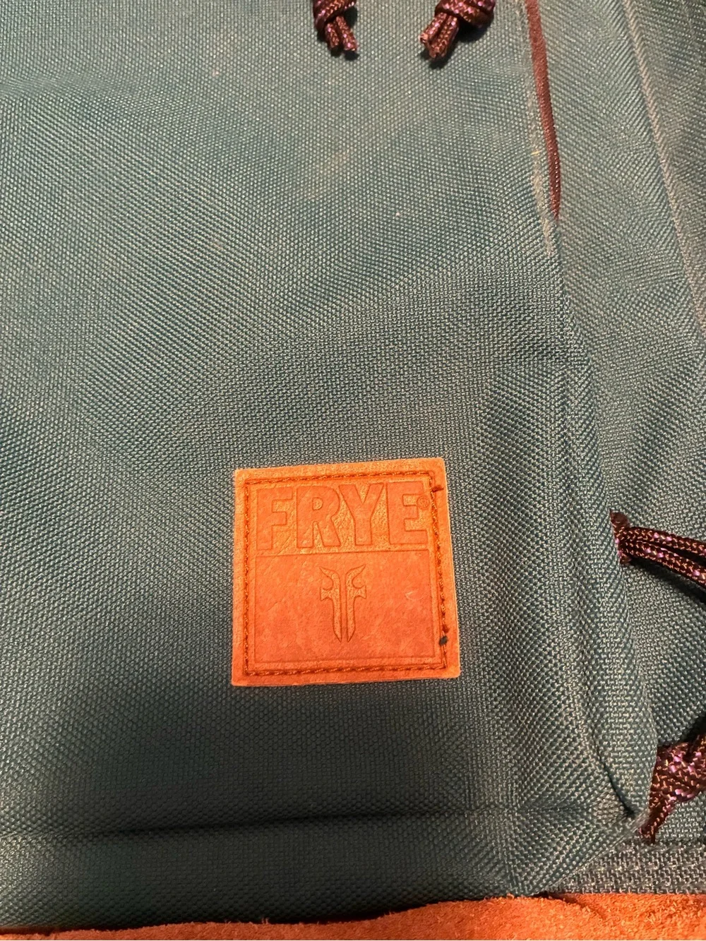 Vintage Frye Teal Canvas Backpack with Suede Accent
